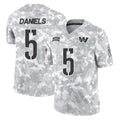 W.Commanders #5 Jayden Daniels Player Arctic Camo Limited Salute To Service Home Game Odoa Stitched Jerseys