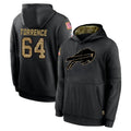 B.Bills #64 O'Cyrus Torrence Player Black Salute to Service Hoodies Odoa Stitched Jersey