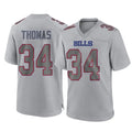 B.Bills #34 Thurman Thomas Player Gray Fashion Home Game Odoa Stitched Jerseys