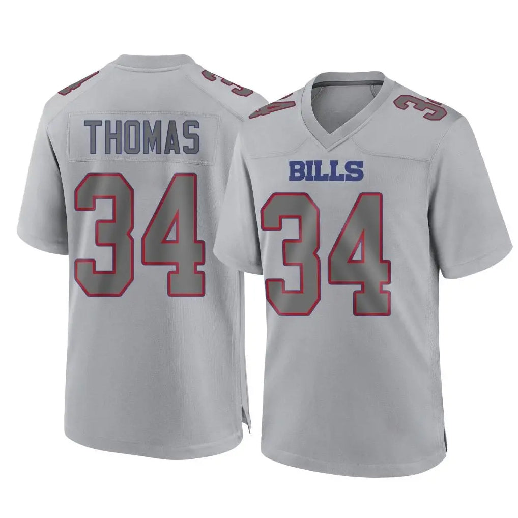 B.Bills #34 Thurman Thomas Player Gray Fashion Home Game Odoa Stitched Jerseys
