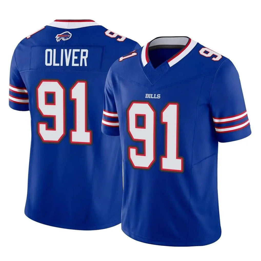 B.Bills #91 Ed Oliver Player Royal Vapor F.U.S.E. Limited Home Game Odoa Stitched Jerseys