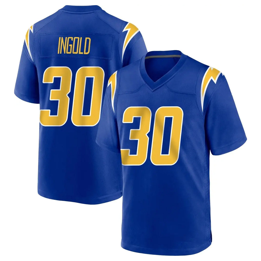 LA.Chargers #30 Alec Ingold Player Royal Home Game Odoa Stitched Jerseys