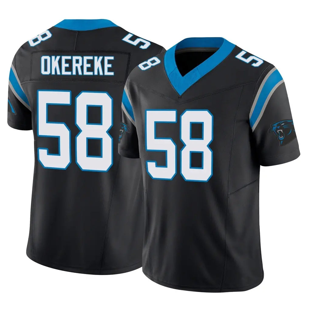C.Panthers #58 Bobby Okereke Player Black Vapor F.U.S.E. Limited Home Game Odoa Stitched Jerseys