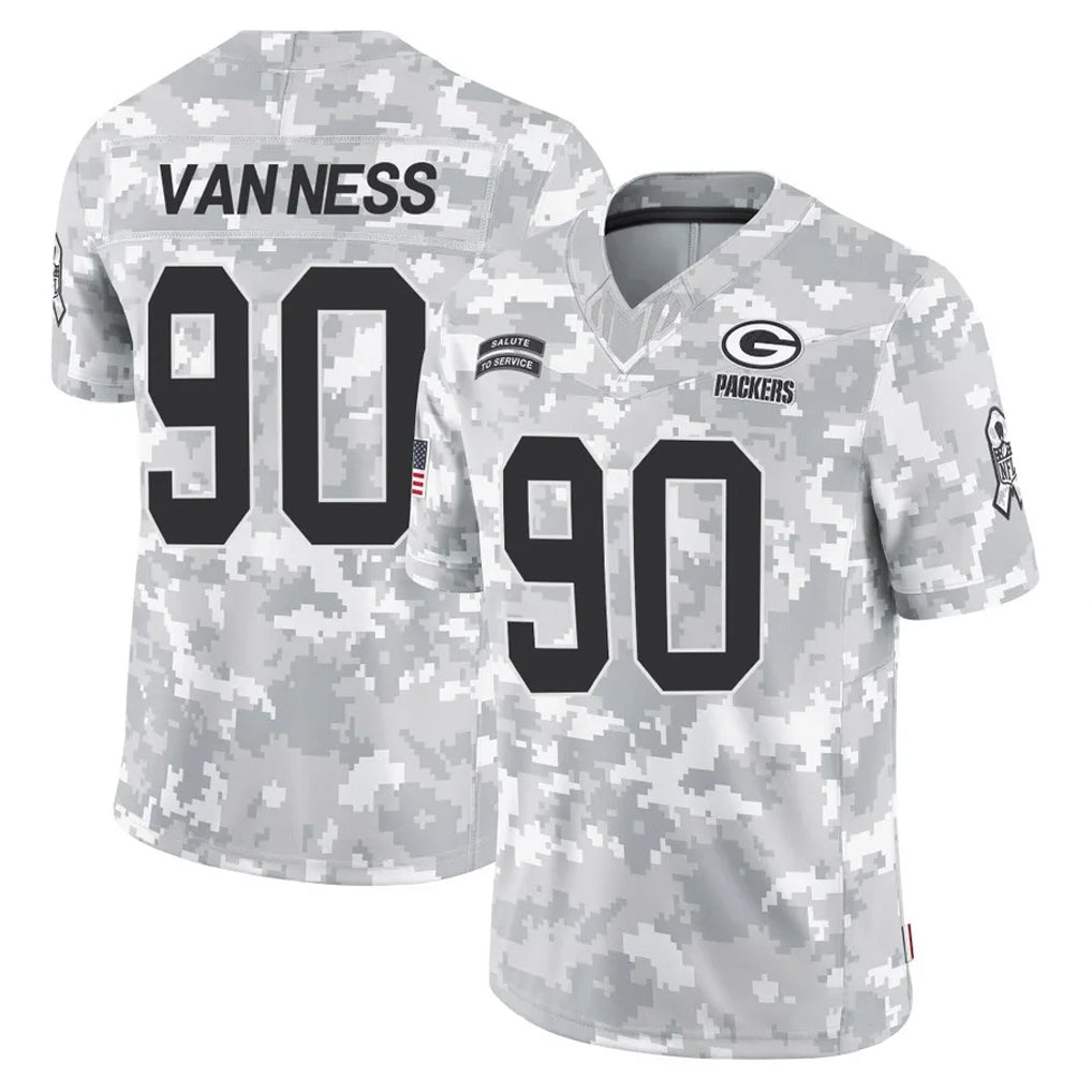 GB.Packers #90 Lukas Van Ness Player Arctic Camo Salute To Service Limited Odoa Stitched Jerseys