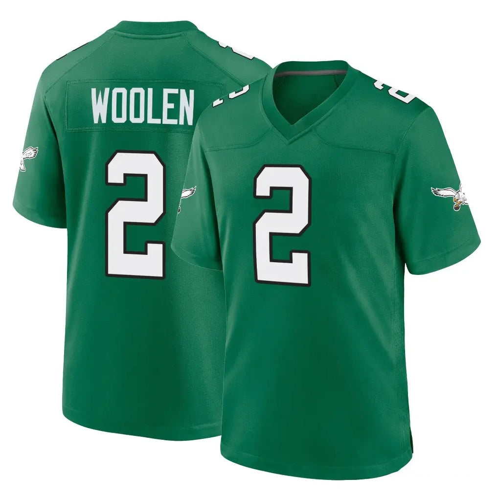 P.Eagles #2 Riq Woolen Player Green Kelly Alternate Home Game Odoa Stitched Jerseys