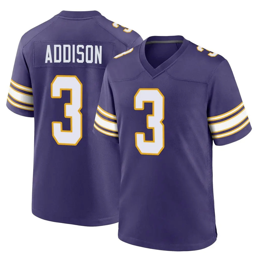 M.Vikings #3 Jordan Addison Player Purple Classic Home Game Odoa Stitched Jerseys