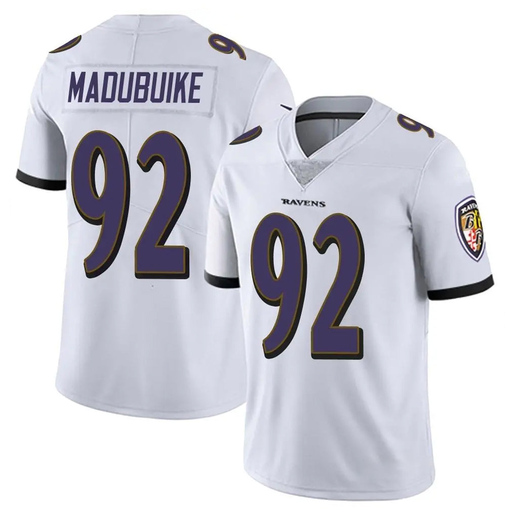 B.Ravens #92 Nnamdi Madubuike Player White Vapor F.U.S.E. Limited Odoa Stitched Jerseys