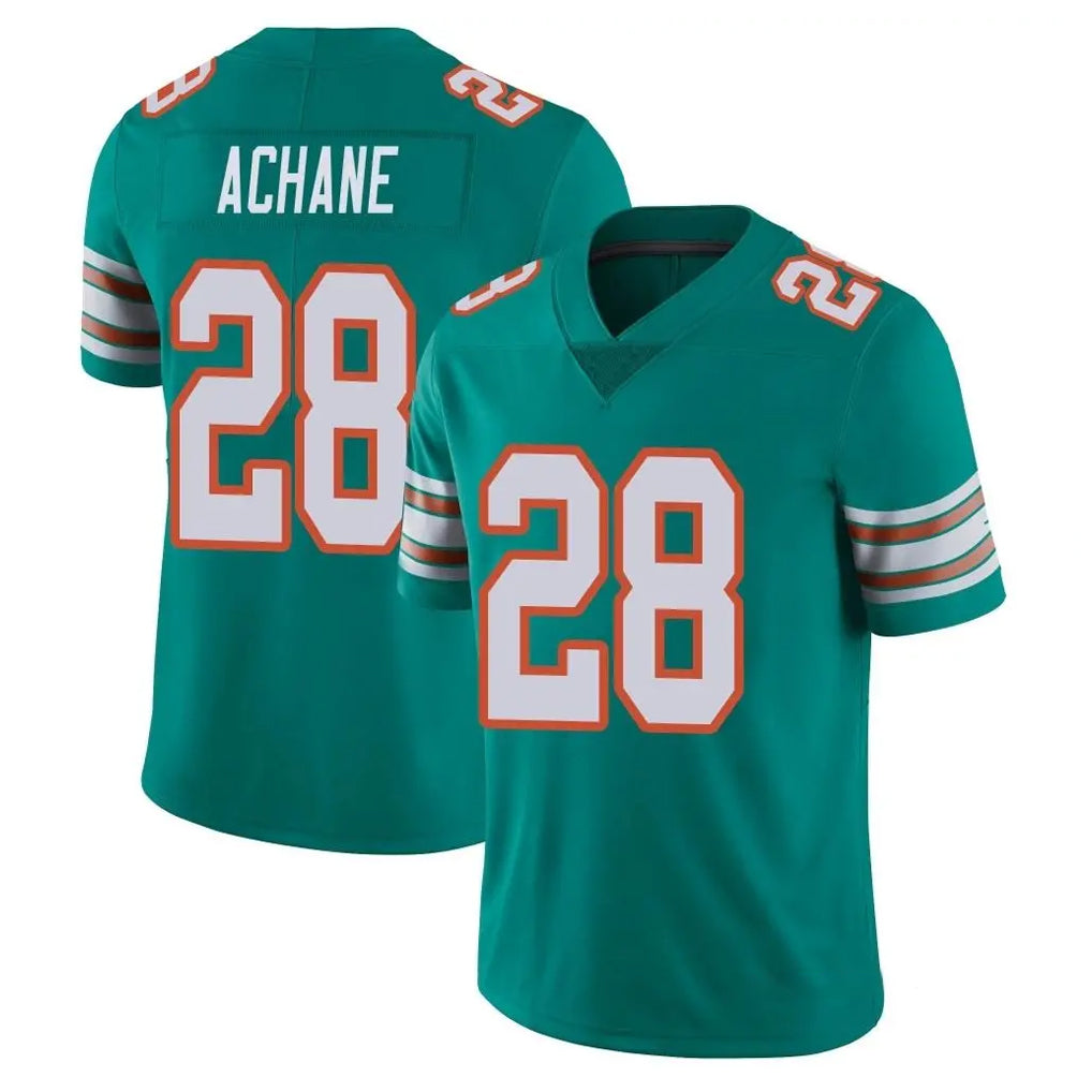 M.Dolphins #28 De'Von Achane Player Aqua Limited Alternate Vapor Untouchable Home Game Odoa Stitched Jerseys