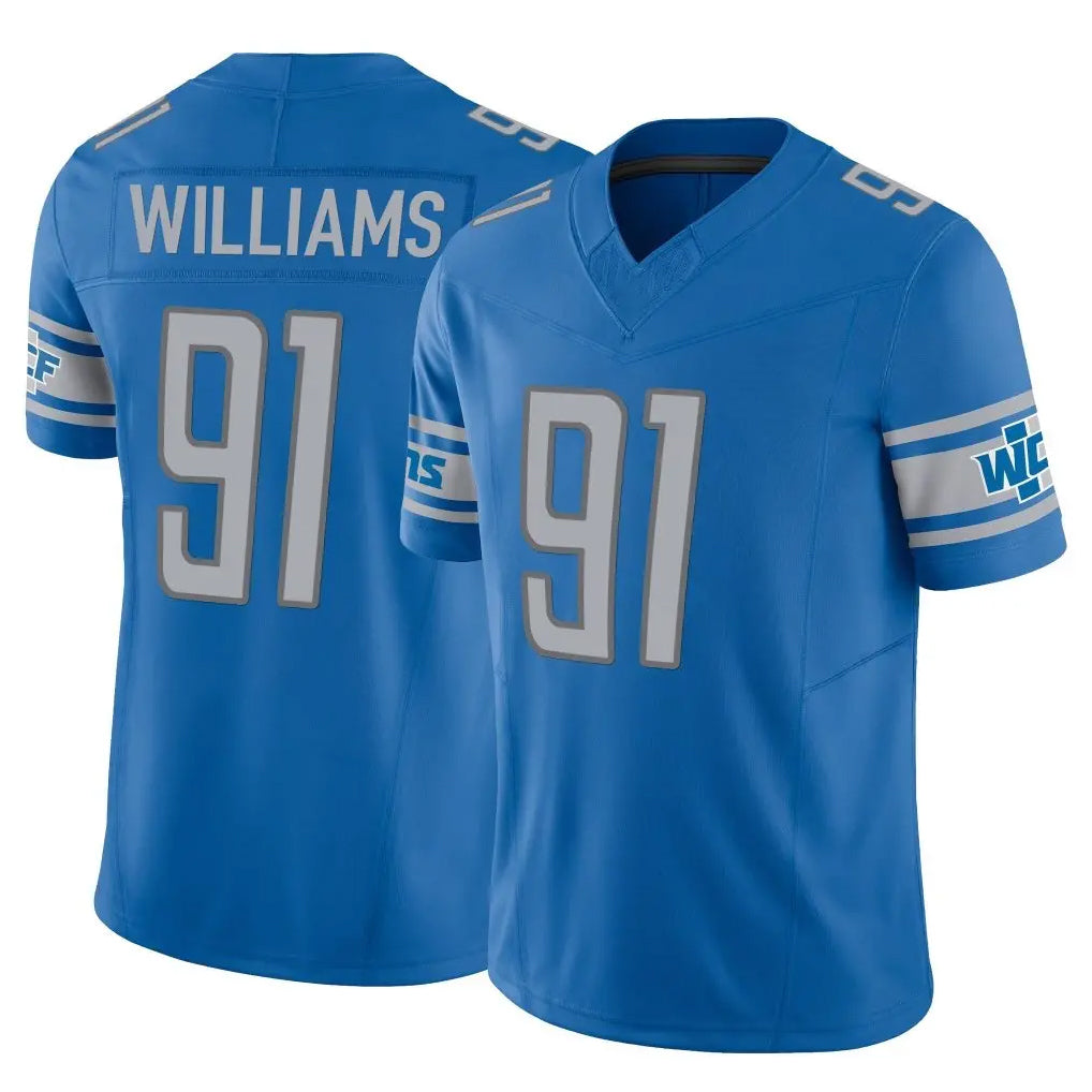 D.Lions #91 Tyleik Williams Player Blue Vapor F.U.S.E. Limited Home Game Odoa Stitched Jerseys