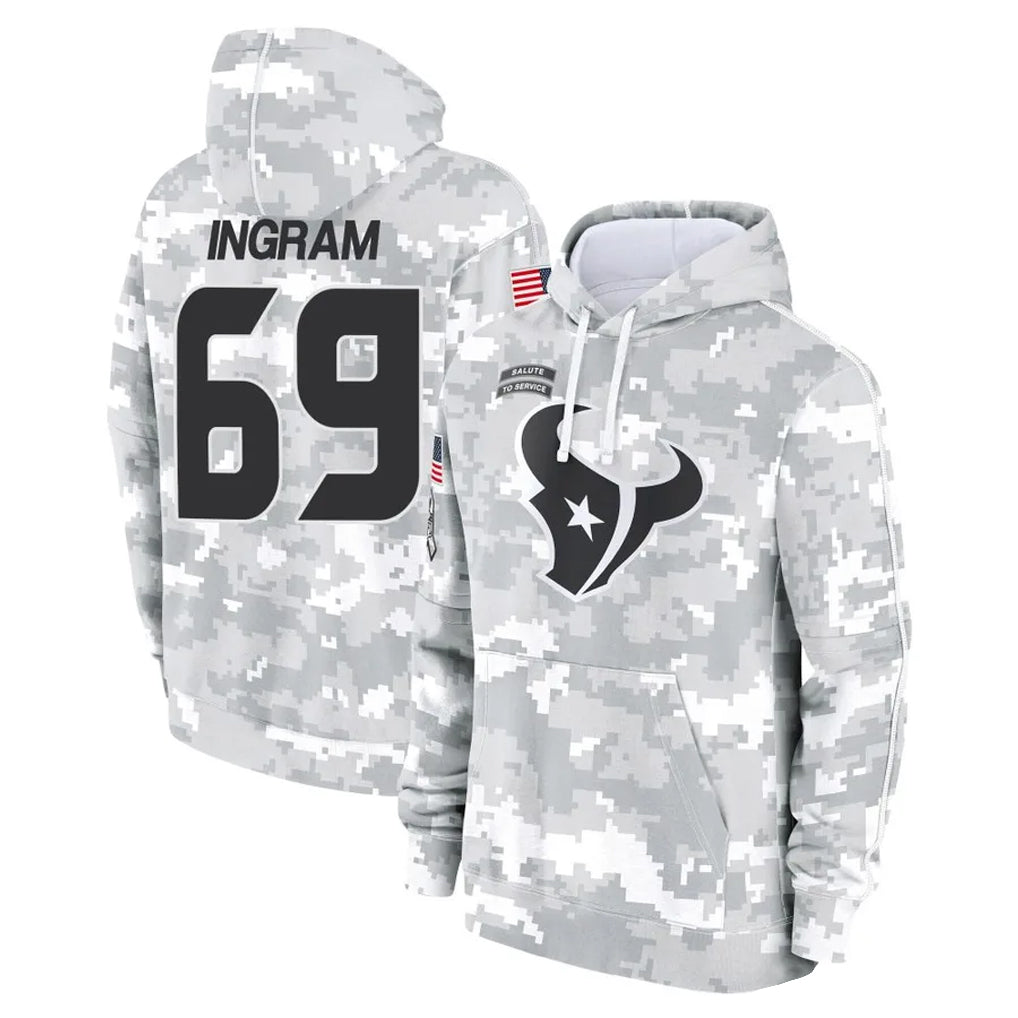 H.Texans #69 Ed Ingram Player Arctic Camo Salute to Service Hoodies Limited Game Odoa Stitched Jerseys