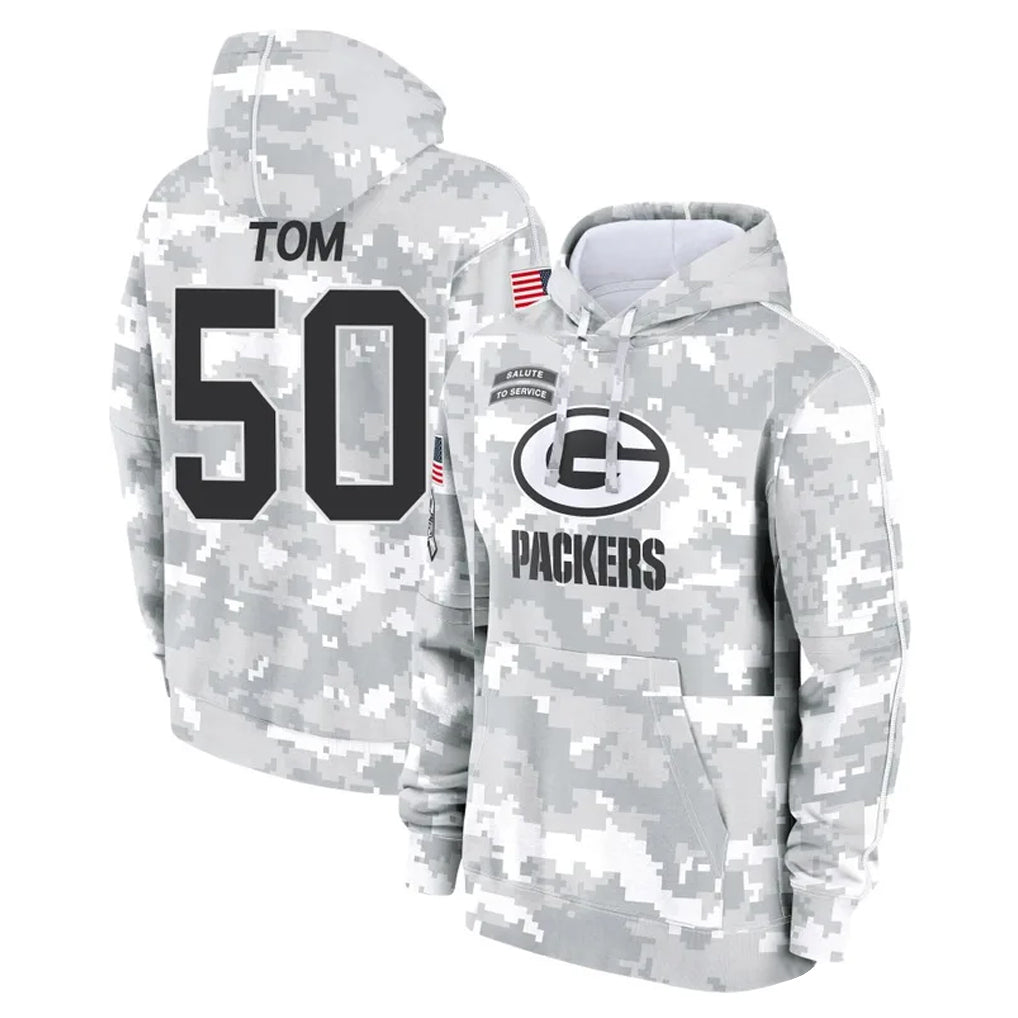 GB.Packers #50 Zach Tom Player Arctic Camo Salute to Service Hoodies Limited Game Odoa Stitched Jerseys