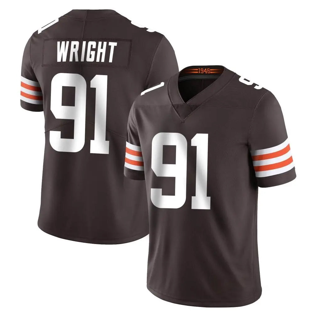 C.Browns #91 Alex Wright Player Brown Color Vapor Untouchable Limited Home Game Odoa Stitched Jerseys