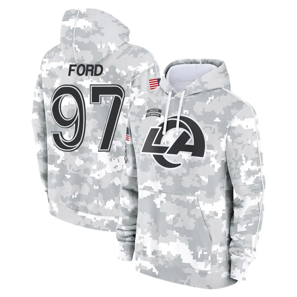 LA.Rams #97 Poona Ford Player Arctic Camo Salute to Service Hoodies Limited Game Odoa Stitched Jerseys