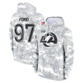 LA.Rams #97 Poona Ford Player Arctic Camo Salute to Service Hoodies Limited Game Odoa Stitched Jerseys