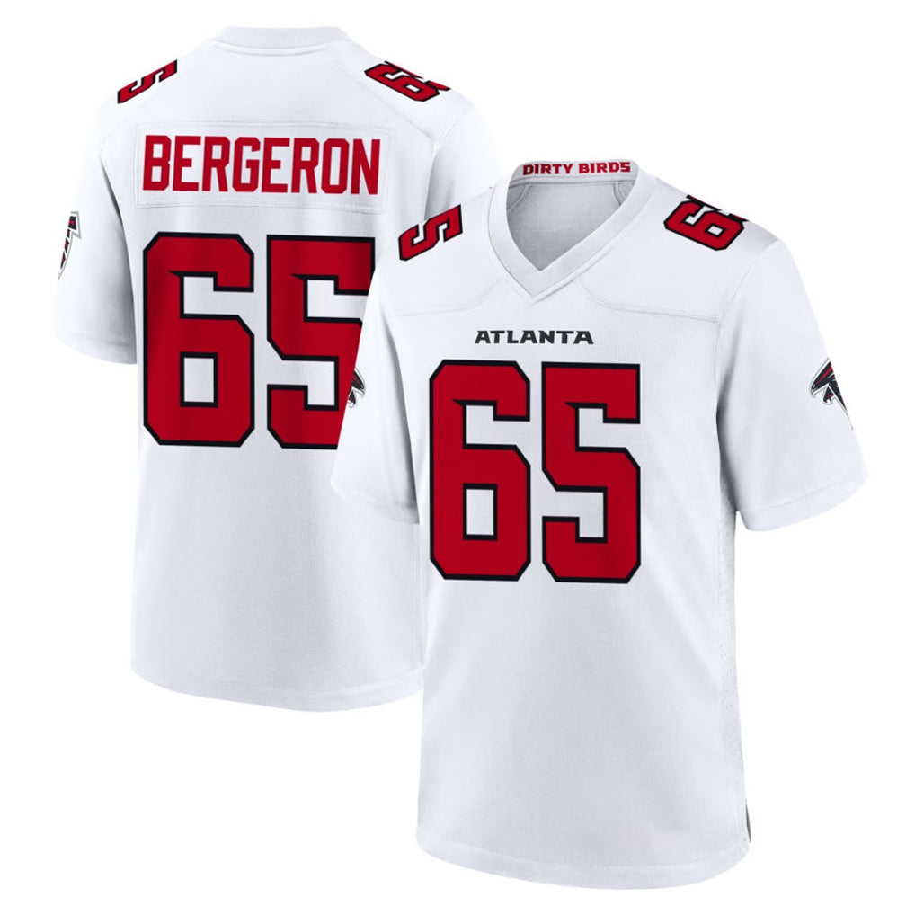 A.Falcons #65 Matthew Bergeron Player White Team Color Home Game Odoa Stitched Jerseys