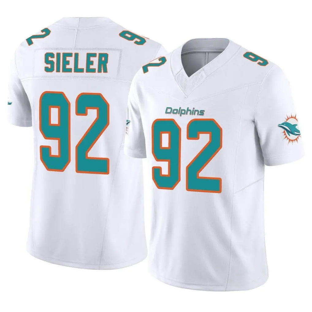 M.Dolphins #92 Zach Sieler Player White Limited Vapor F.U.S.E. Home Game Odoa Stitched Jerseys