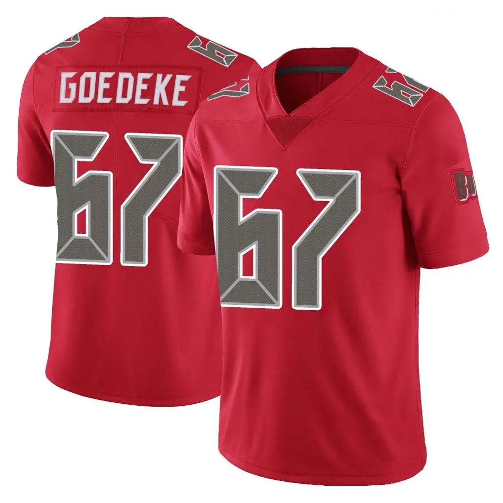 TB.Buccaneers #67 Luke Goedeke Player Red Limited Color Rush Home Game Odoa Stitched Jerseys