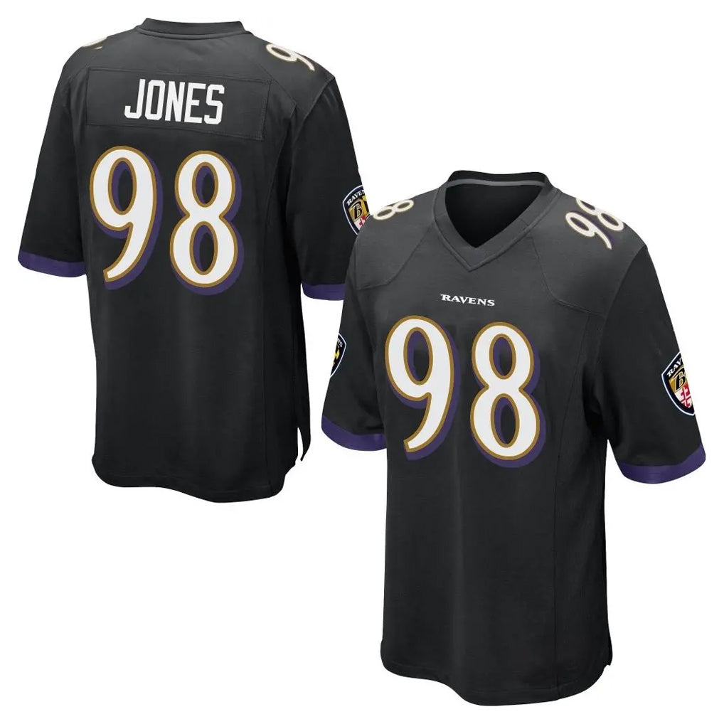 B.Ravens #98 Travis Jones Player Black Home Game Odoa Stitched Jerseys