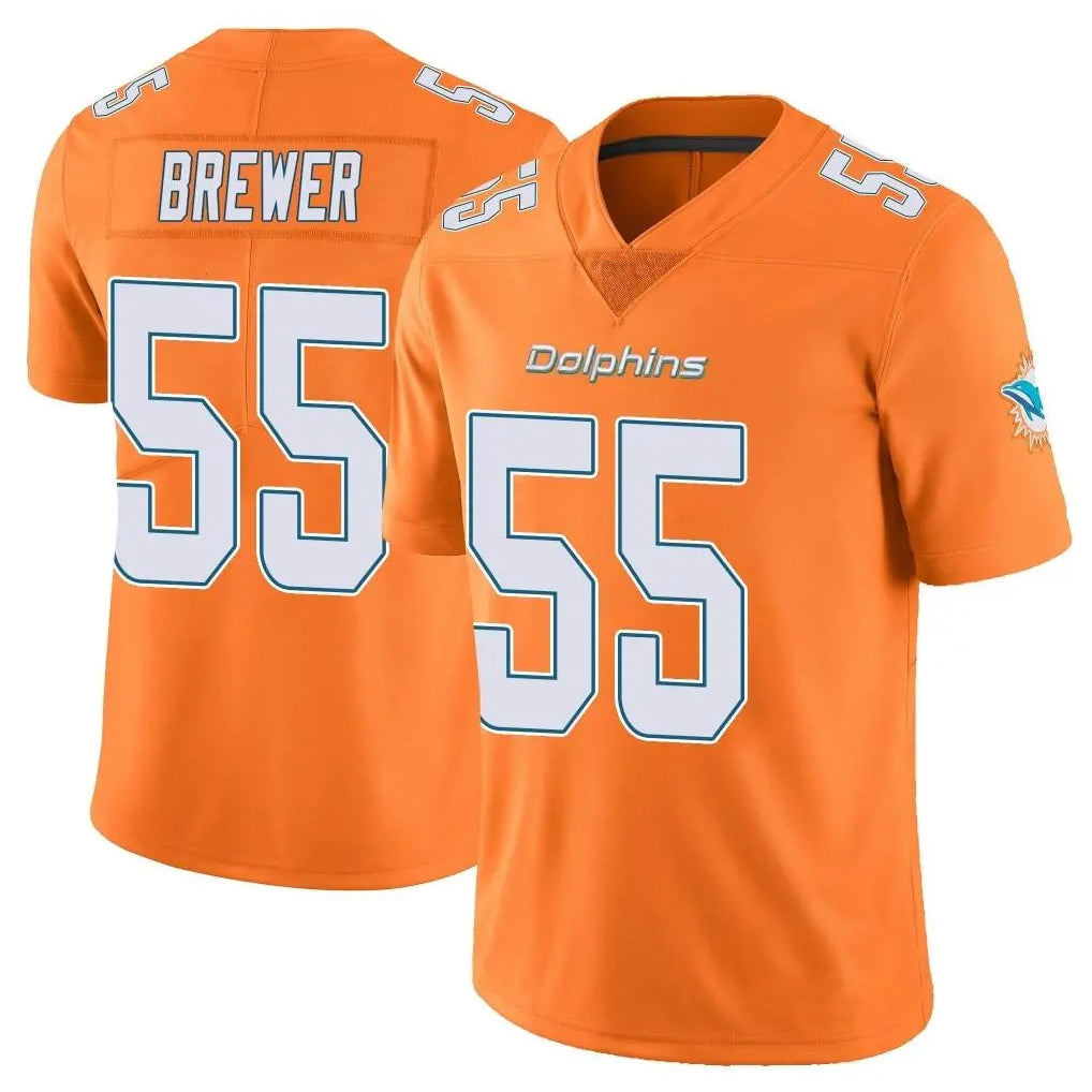 M.Dolphins #55 Aaron Brewer Player Orange Limited Home Game Odoa Stitched Jerseys