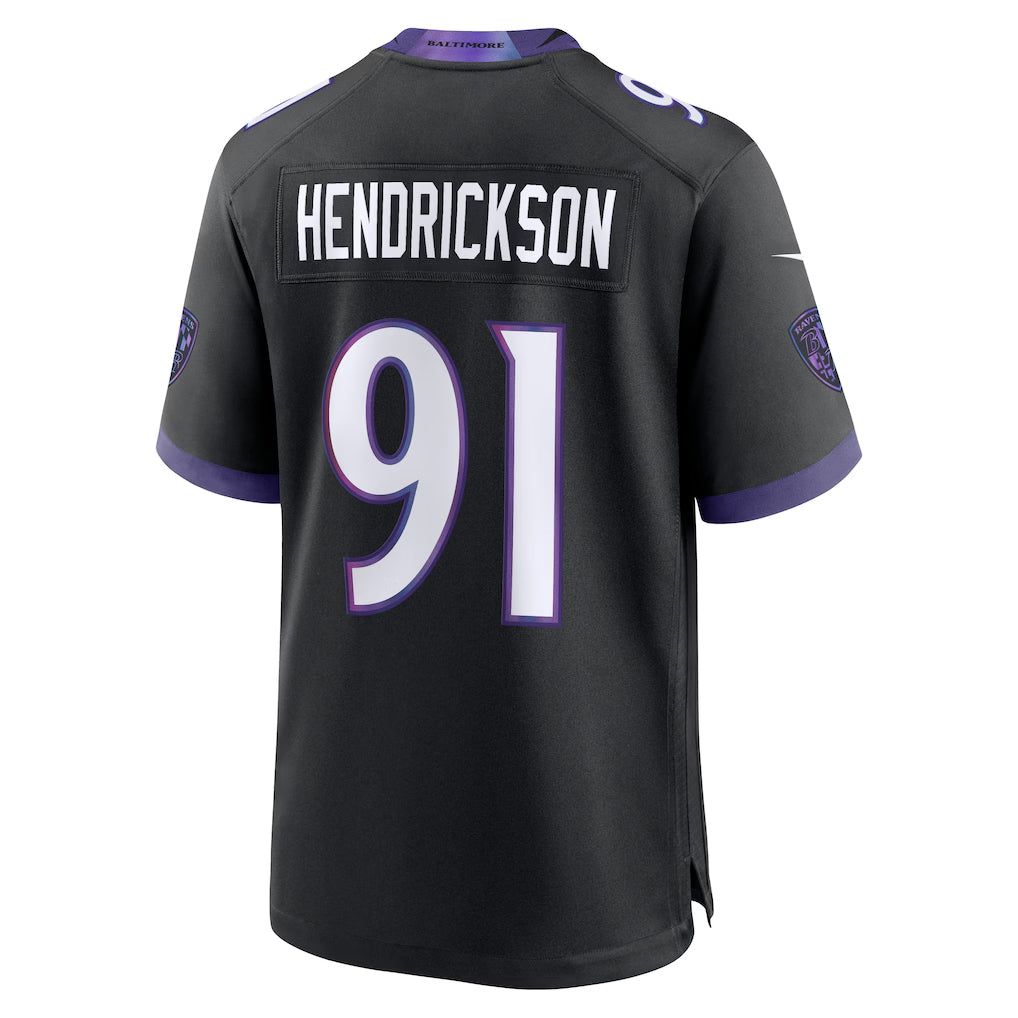 B.Ravens #91 Trey Hendrickson Player Black Home Game Odoa Stitched Jerseys