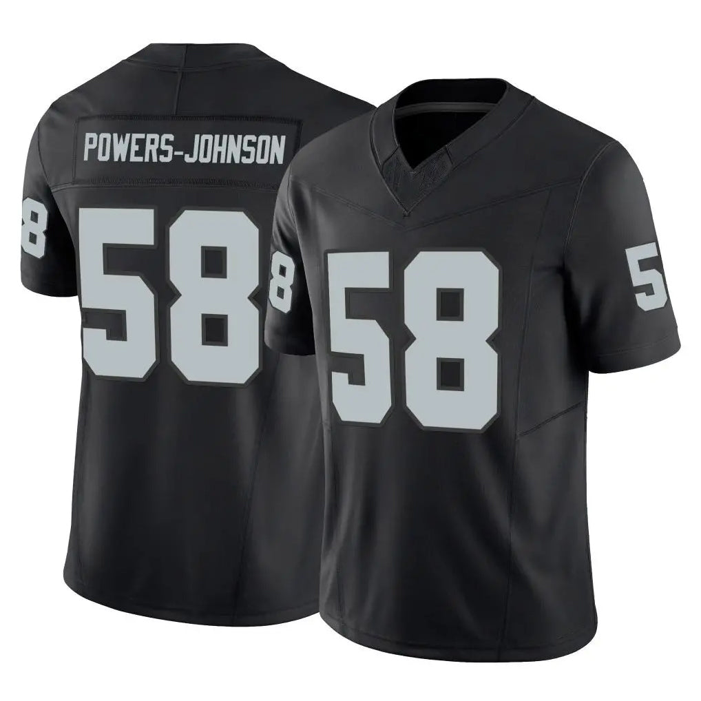 LV.Raiders #58 Jackson Powers-Johnson Player Black Limited Vapor F.U.S.E. Home Game Odoa Stitched Jerseys
