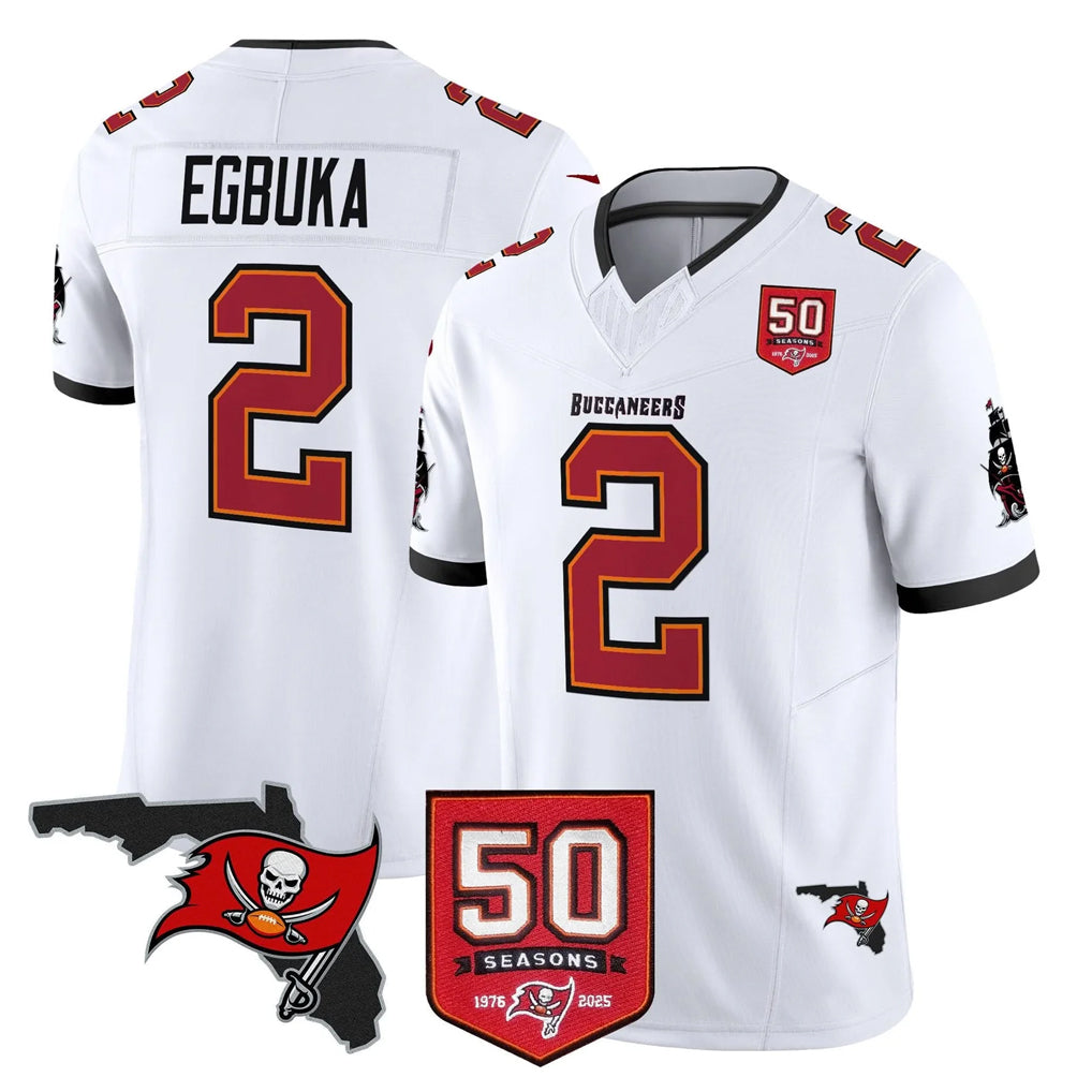 TB.Buccaneers #2 Emeka Egbuka Player White Limited 2026 Season Vapor F.U.S.E. Home Game Odoa Stitched Jerseys