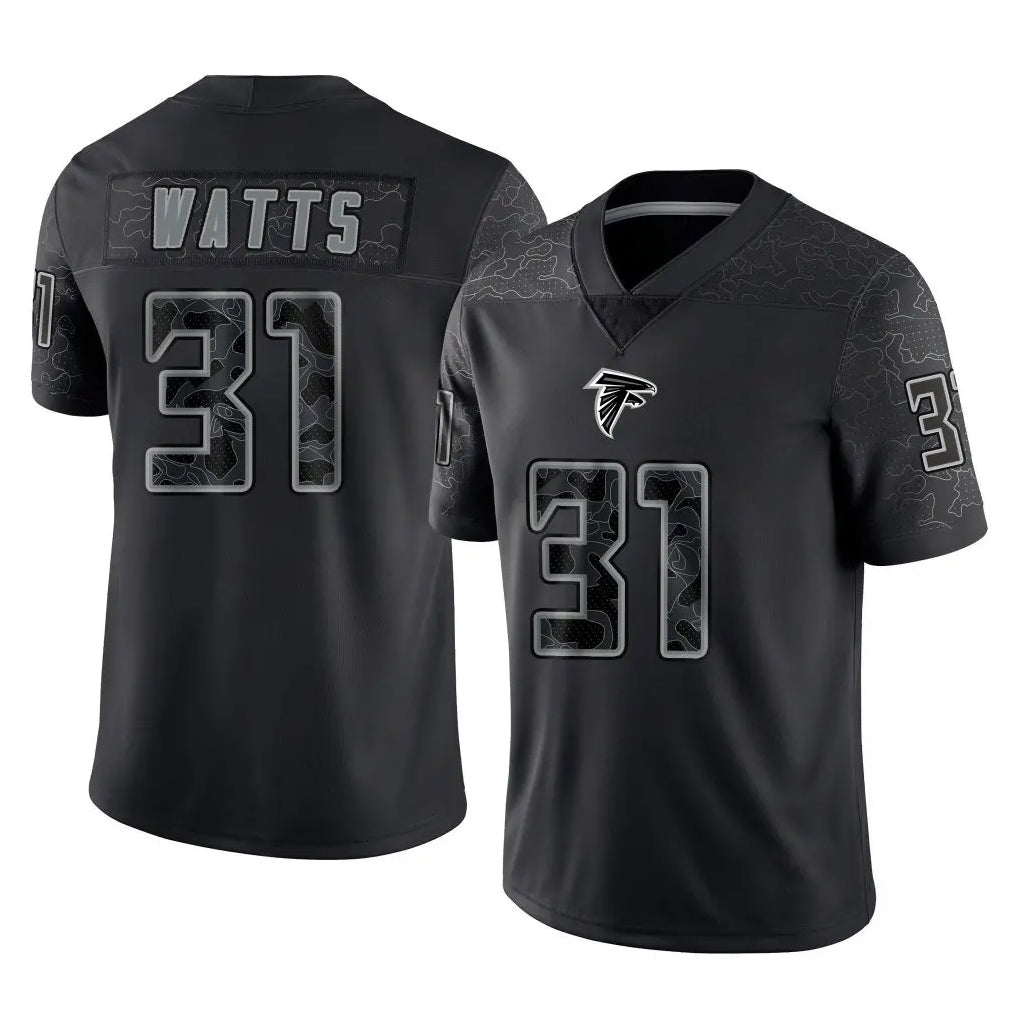 A.Falcons #31 Xavier Watts Player Black RFLCTV Limited Game Odoa Stitched Jerseys