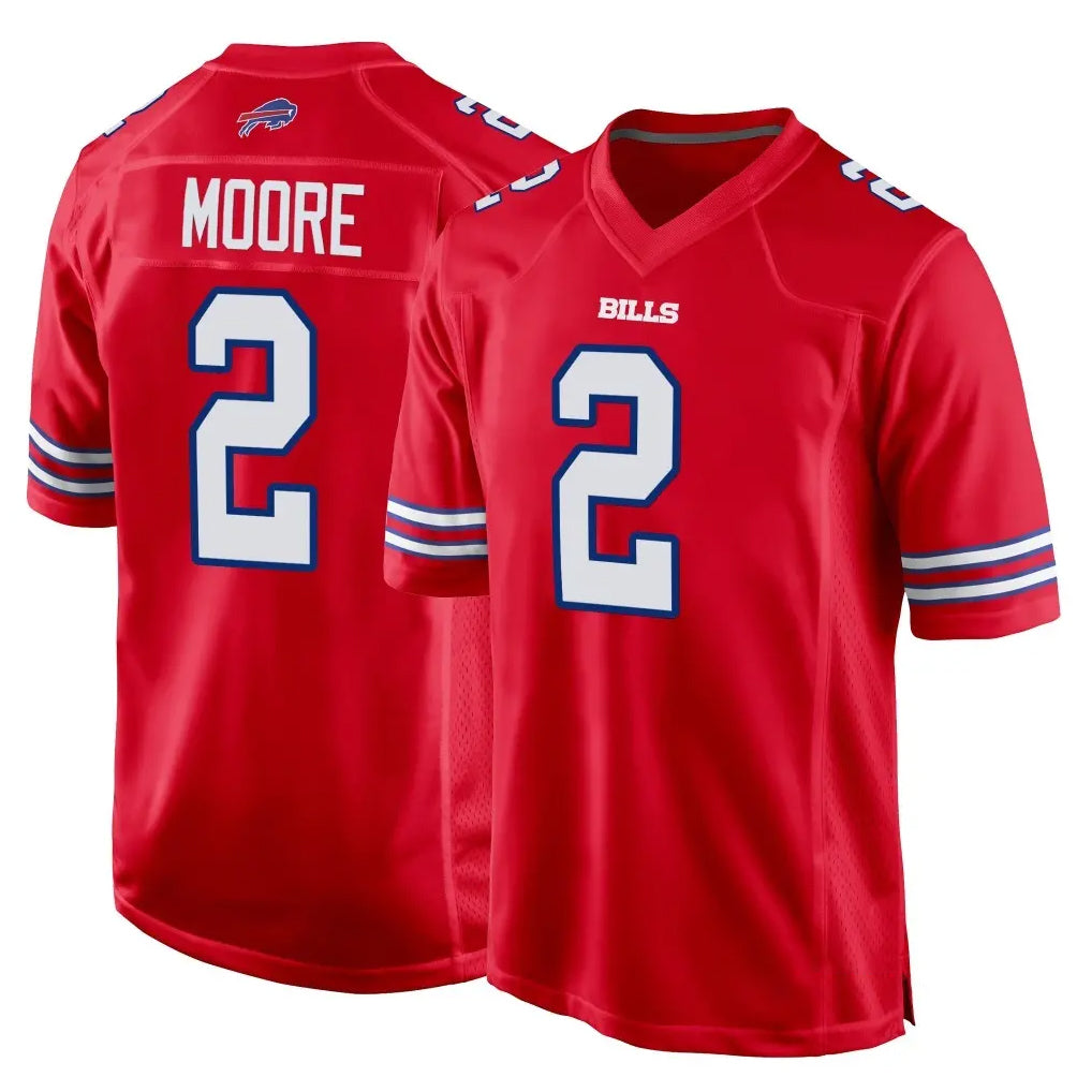 B.Bills #2 DJ Moore Player Red Home Game Odoa Stitched Jerseys