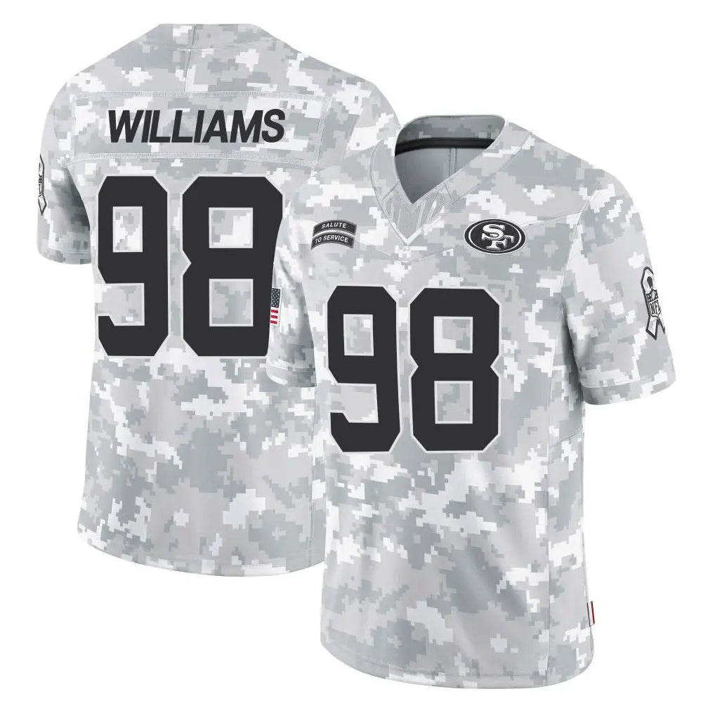 SF.49ers #98 Mykel Williams Player Arctic Camo Limited Salute To Service Home Game Odoa Stitched Jerseys