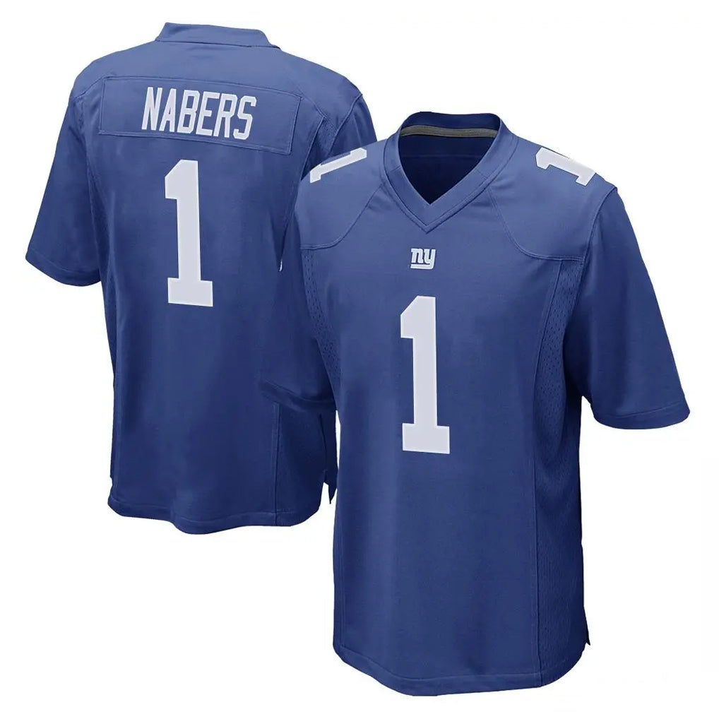 NY.Giants #1 Malik Nabers Player Royal Home Game Odoa Stitched Jerseys