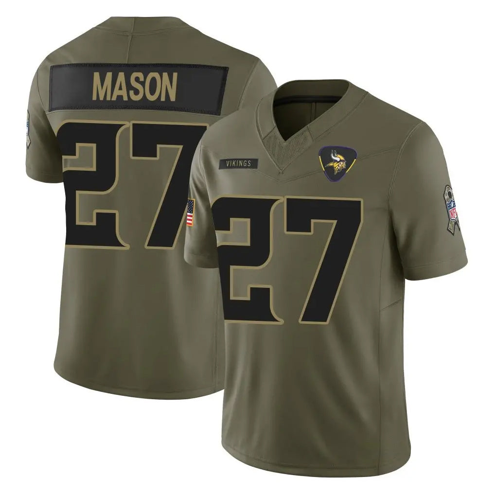 M.Vikings #27 Jordan Mason Player Olive 2025 Salute To Service Limited Game Odoa Stitched Jerseys