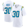 LA.Chargers #30 Alec Ingold Player White Home Game Odoa Stitched Jerseys