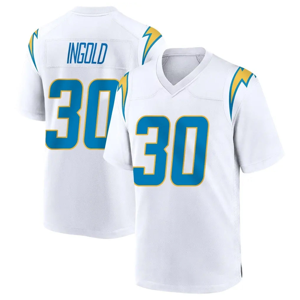LA.Chargers #30 Alec Ingold Player White Home Game Odoa Stitched Jerseys