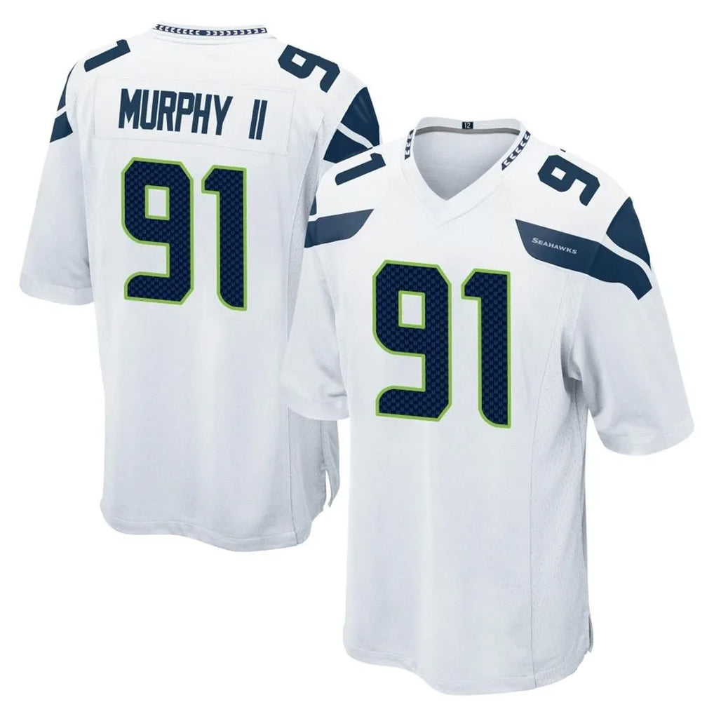 S.Seahawks #91 Byron Murphy II Player White Home Game Odoa Stitched Jerseys