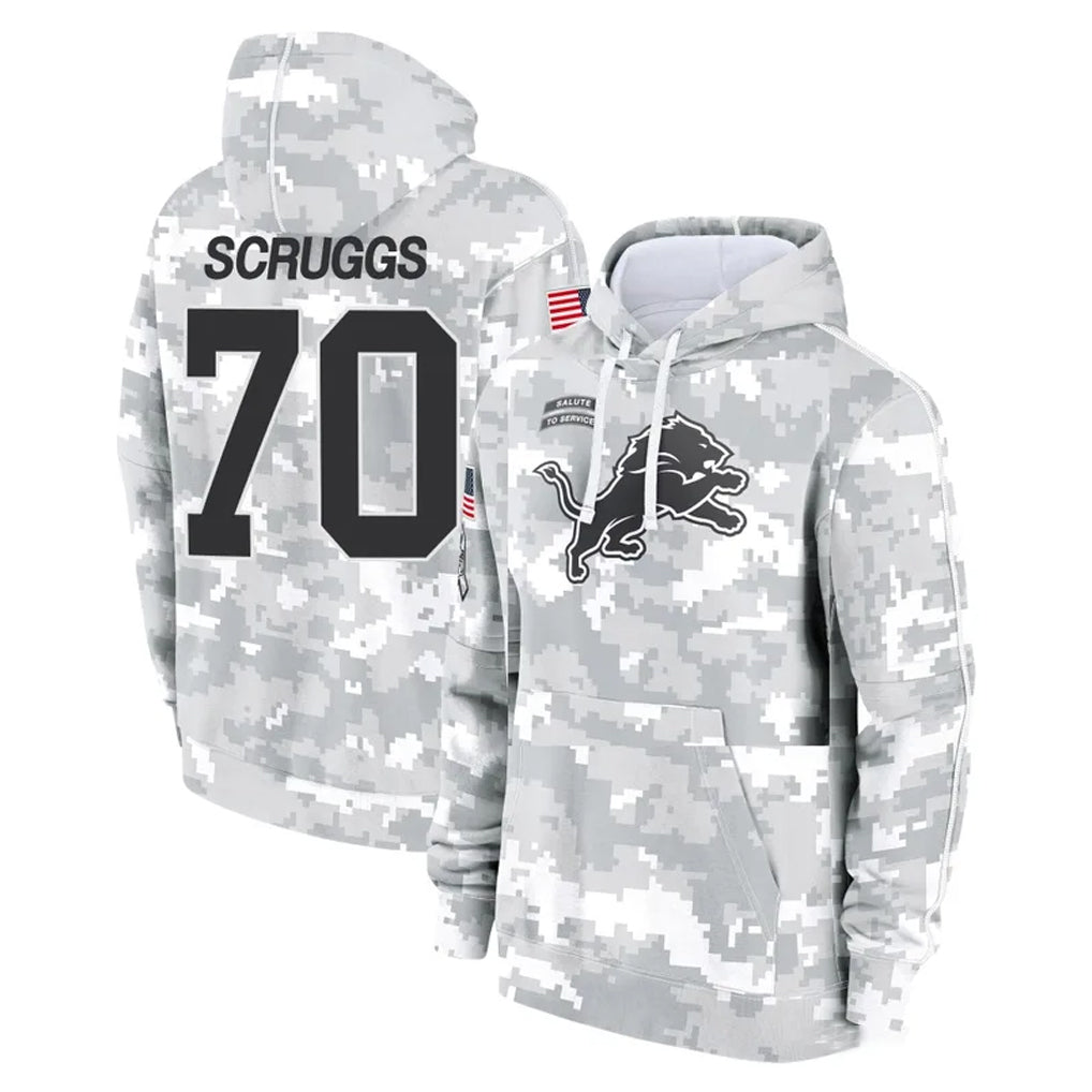 D.Lions #70 Juice Scruggs Player Arctic Camo Salute to Service Hoodies Limited Game Odoa Stitched Jerseys