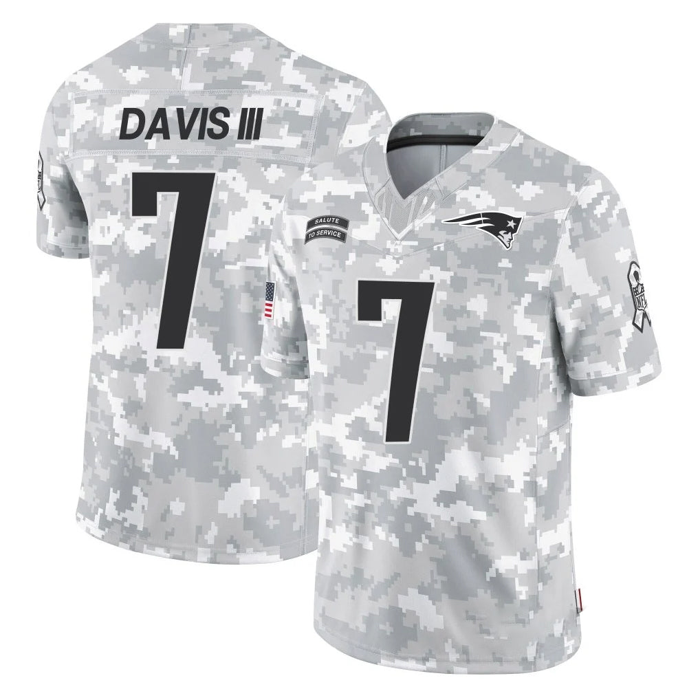 NE.Patriots #7 Carlton Davis III Player Arctic Camo Salute To Service Limited Game Odoa Stitched Jerseys