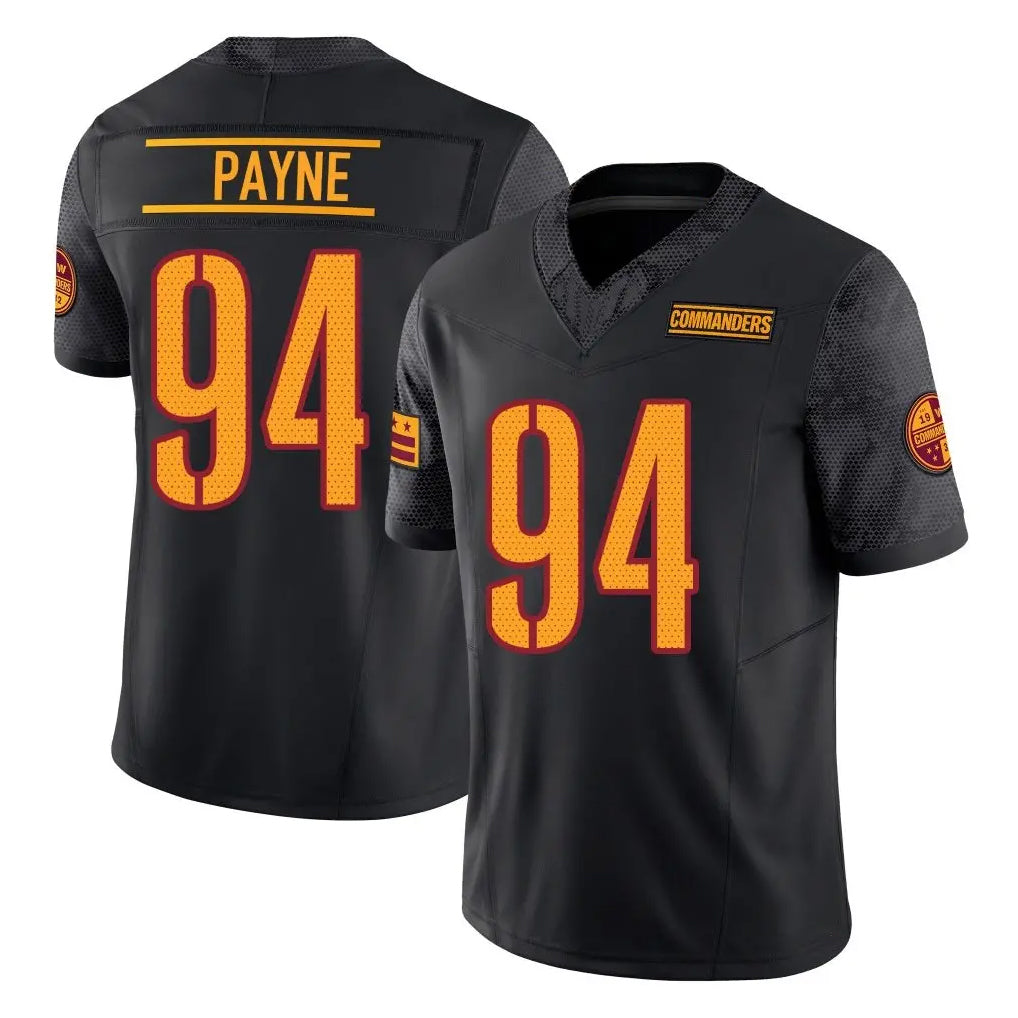 W.Commanders #94 Daron Payne Player Black Limited Vapor F.U.S.E. Home Game Odoa Stitched Jerseys