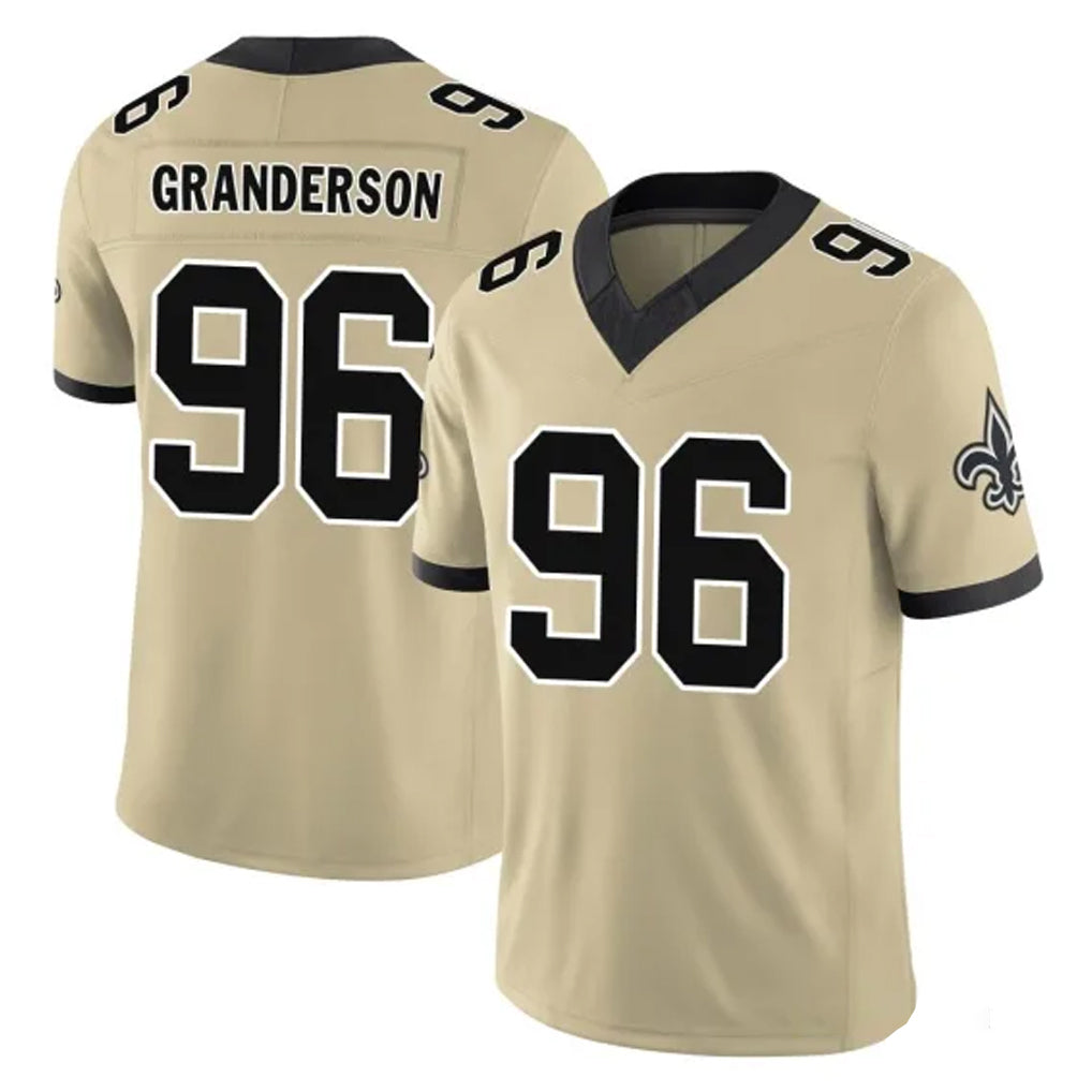 NO.Saints #96 Carl Granderson Player Gold Limited Vapor F.U.S.E. Home Game Odoa Stitched Jerseys