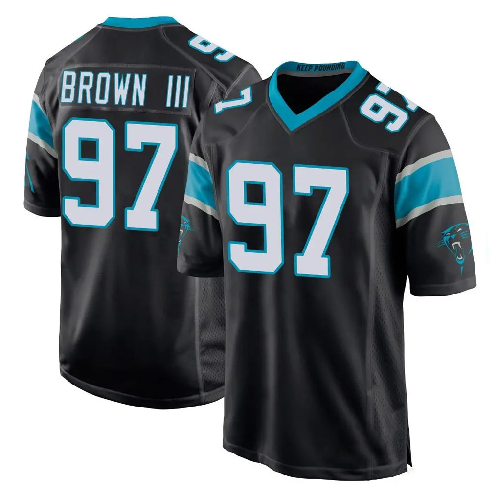 C.Panthers #97 Bobby Brown III Player Black Home Game Odoa Stitched Jerseys