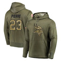 M.Vikings #23 James Pierre Player Olive Salute to Service Pullover Hoodies Home Game Odoa Stitched Jerseys