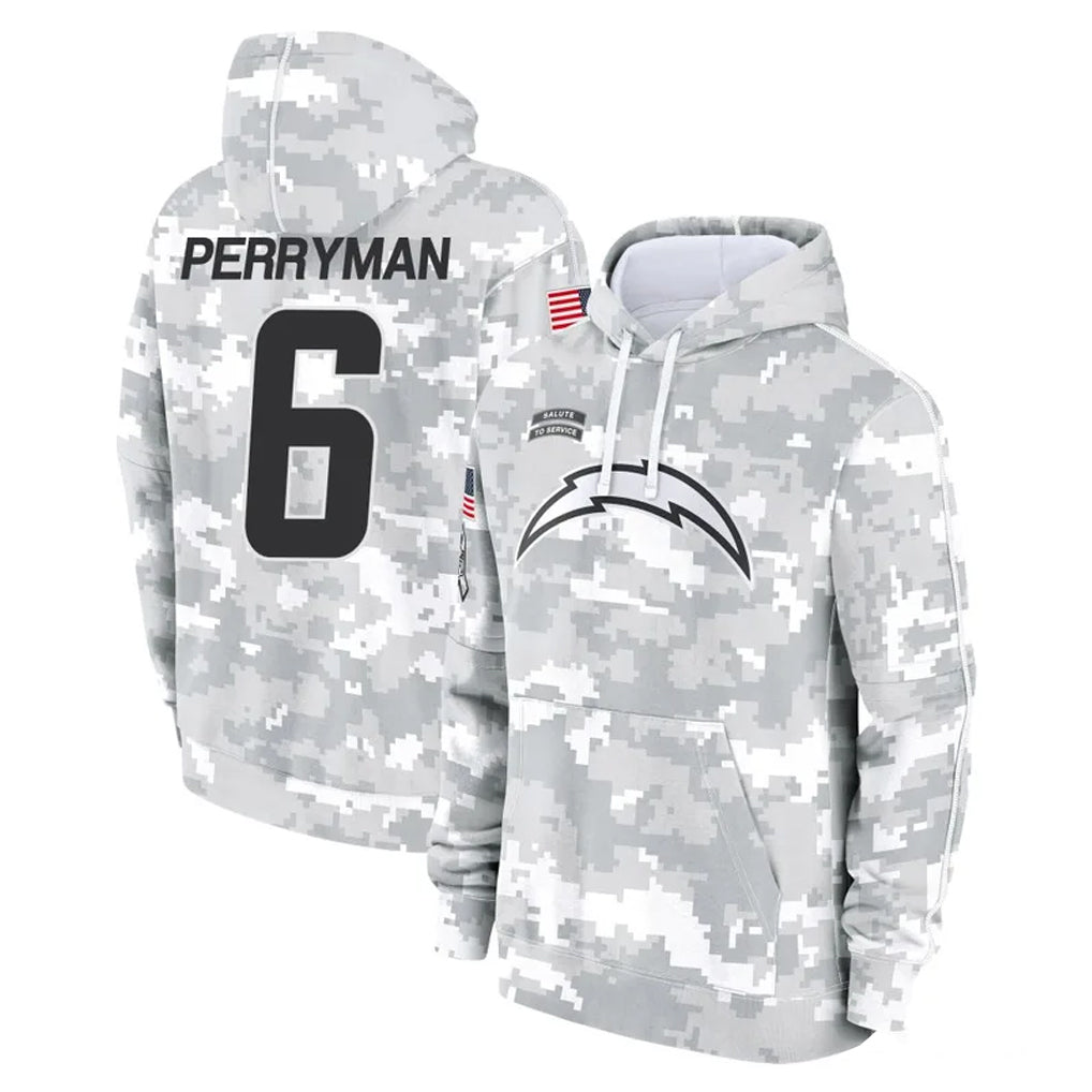 LA.Chargers #6 Denzel Perryman Player Arctic Camo Salute to Service Hoodies Limited Game Odoa Stitched Jerseys