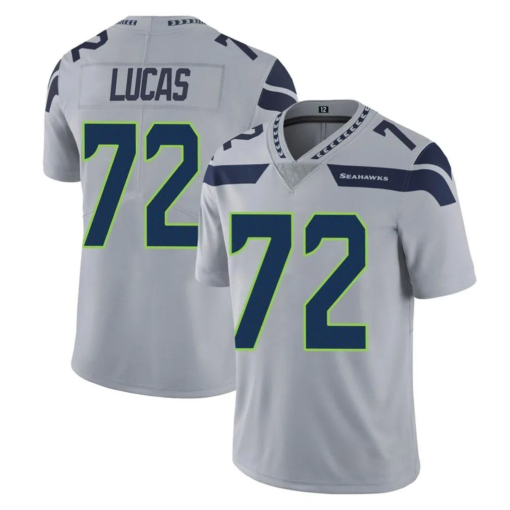 S.Seahawks #72 Abraham Lucas Player Gray Limited Vapor Untouchable Home Game Odoa Stitched Jerseys