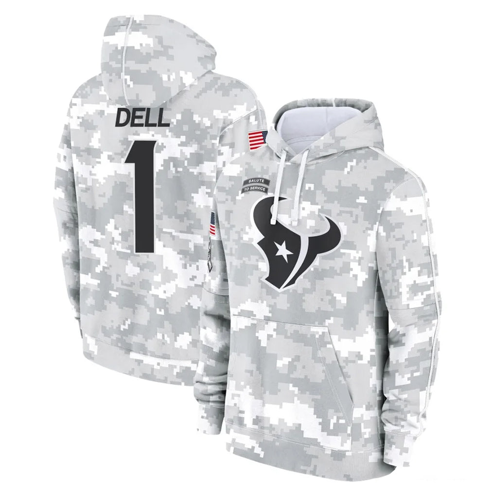 H.Texans #1 Tank Dell Player Arctic Camo Salute to Service Hoodies Limited Game Odoa Stitched Jerseys