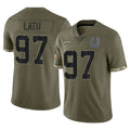 IN.Colts #97 Laiatu Latu Player Olive Salute To Service Limited Odoa Stitched Jerseys