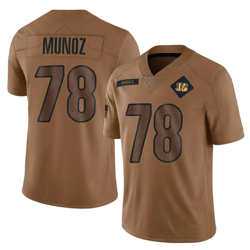 C.Bengals #78 Anthony Munoz Player Brown Salute to Service Limited Odoa Stitched Jerseys
