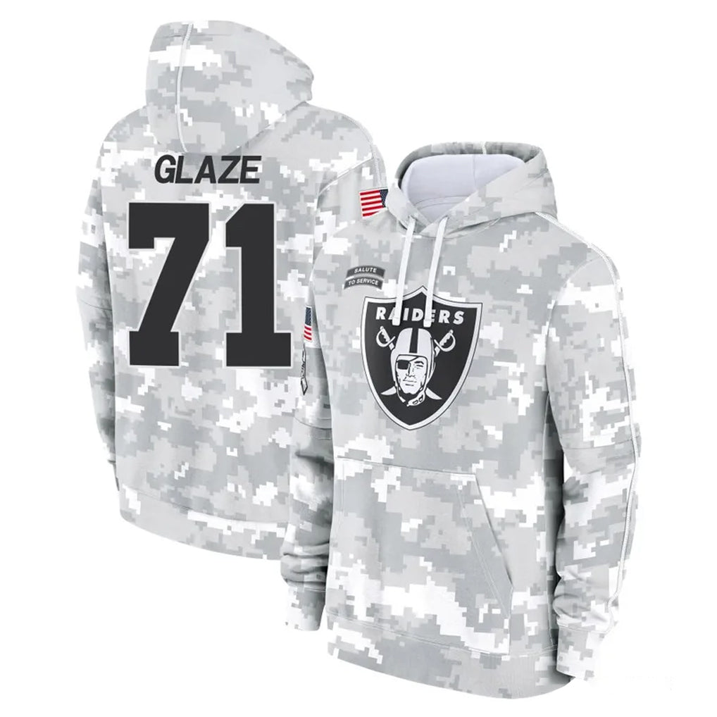 LV.Raiders #71 DJ Glaze Player Arctic Camo Salute to Service Hoodies Limited Game Odoa Stitched Jerseys