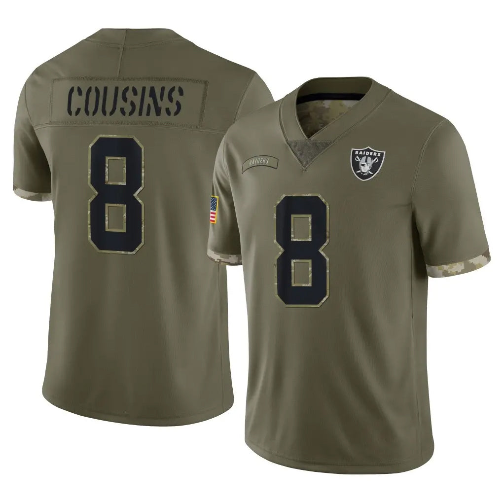 LV.Raiders #8 Kirk Cousins Player Olive Salute To Service Limited Odoa Stitched Jerseys