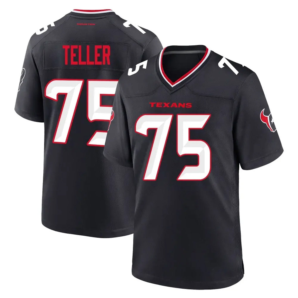 H.Texans #75 Wyatt Teller Player Navy Team Home Game Odoa Stitched Jerseys