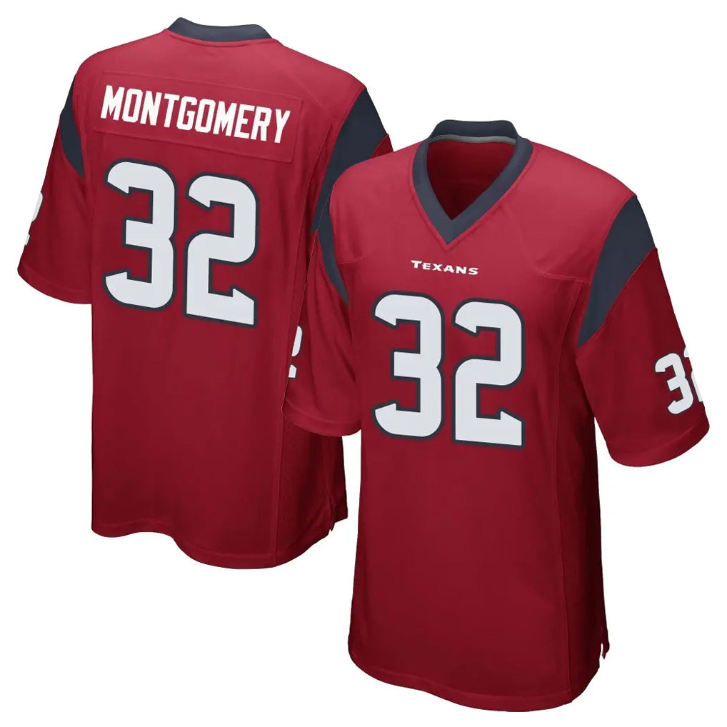 H.Texans #32 David Montgomery Player Red Home Game Odoa Stitched Jerseys