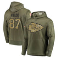 KC.Chiefs #87 Travis Kelce Player Olive Salute to Service Pullover Hoodies Home Game Odoa Stitched Jerseys